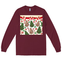 Burgundy christmas tree cakes Long Sleeve Tee - MaliasSmallBusiness