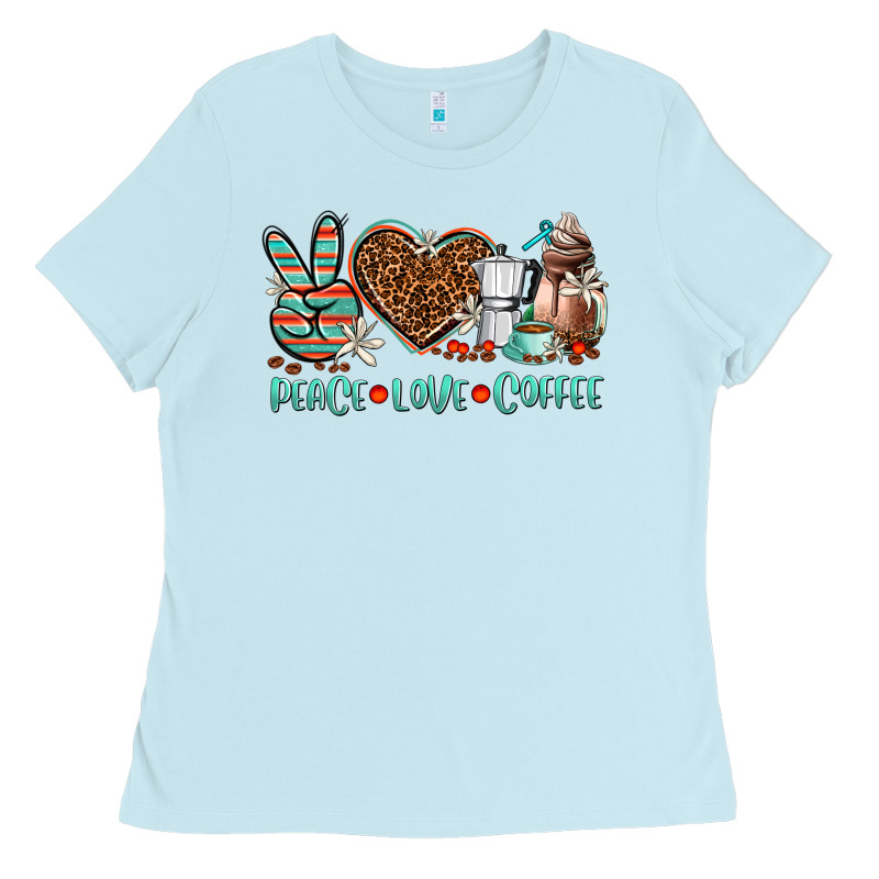 Peace Love Coffee Ladies Tee by AdoDesignShop | Teevron