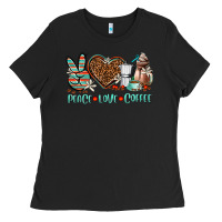 Black peace love coffee Ladies Tee - AdoDesignShop