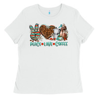 White peace love coffee Ladies Tee - AdoDesignShop