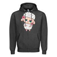 Charcoal Heather cute sheep Zipper Hoodie - texasbilliewilder