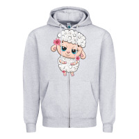 Heather Grey cute sheep Zipper Hoodie - texasbilliewilder