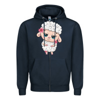 Navy cute sheep Zipper Hoodie - texasbilliewilder