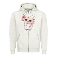 Oatmeal Heather cute sheep Zipper Hoodie - texasbilliewilder