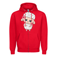 Red cute sheep Zipper Hoodie - texasbilliewilder