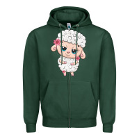 Sports Green cute sheep Zipper Hoodie - texasbilliewilder