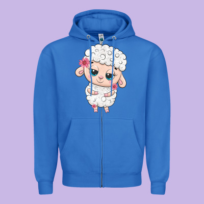 Cute Sheep Zipper Hoodie Designed By Texasbilliewilder