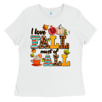 White i love fall most of all Ladies Tee - AdoDesignShop