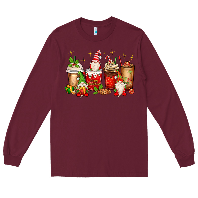 Christmas Gnomes Coffee Cups Long Sleeve Tee by MaliasSmallBusiness | Teevron