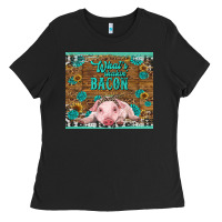 Black whats shakin bacon baby pig Ladies Tee - RanaPortraitStore