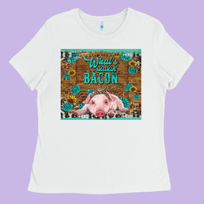 Whats Shakin Bacon Baby Pig Ladies Tee Designed By Ranaportraitstore