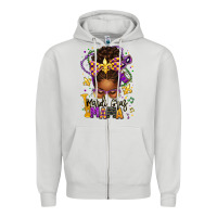 Dove Grey mardi gras mama afro messy bun Zipper Hoodie - texasbilliewilder