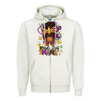 Oatmeal Heather mardi gras mama afro messy bun Zipper Hoodie - texasbilliewilder