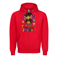 Red mardi gras mama afro messy bun Zipper Hoodie - texasbilliewilder