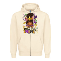 Sandshell mardi gras mama afro messy bun Zipper Hoodie - texasbilliewilder