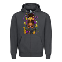 Smoke mardi gras mama afro messy bun Zipper Hoodie - texasbilliewilder