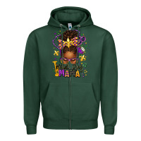 Sports Green mardi gras mama afro messy bun Zipper Hoodie - texasbilliewilder