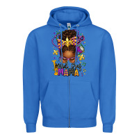 True Royal mardi gras mama afro messy bun Zipper Hoodie - texasbilliewilder