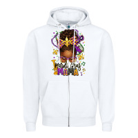 White mardi gras mama afro messy bun Zipper Hoodie - texasbilliewilder
