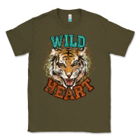 Army Green wild heart tiger college western Classic Tee - NancyCooperArtShop