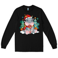 Cute Christmas Hippopotamus Long Sleeve Tee | Teevron