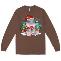 Chestnut cute christmas hippopotamus Long Sleeve Tee - MaliasSmallBusiness