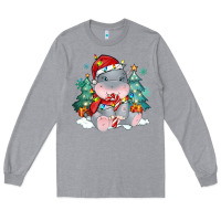 Heather Grey cute christmas hippopotamus Long Sleeve Tee - MaliasSmallBusiness