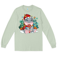 Matcha cute christmas hippopotamus Long Sleeve Tee - MaliasSmallBusiness