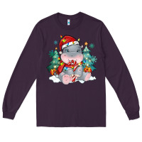 Plum cute christmas hippopotamus Long Sleeve Tee - MaliasSmallBusiness