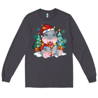 Smoke cute christmas hippopotamus Long Sleeve Tee - MaliasSmallBusiness