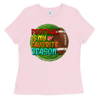 Bubblegum Pink football is my favorite season Ladies Tee - BundleAndBundleShop