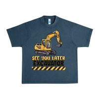 Midnight Navy see you later excavator Urban Heavy Tee - MaliasSmallBusiness