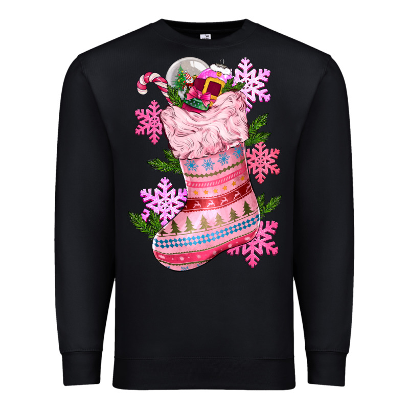 Pink Christmas Socks Premium Sweatshirt by CowGirlArtShop | Teevron