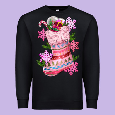 Pink Christmas Socks Premium Sweatshirt Designed By Cowgirlartshop