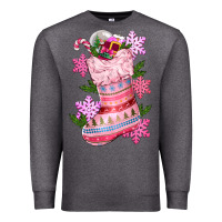 Charcoal Heather pink christmas socks Premium Sweatshirt - CowGirlArtShop