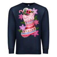 Navy pink christmas socks Premium Sweatshirt - CowGirlArtShop