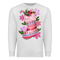 Oatmeal Heather pink christmas socks Premium Sweatshirt - CowGirlArtShop