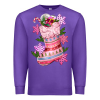 Purple pink christmas socks Premium Sweatshirt - CowGirlArtShop