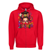 Red mardi gras teacher caucasian messy bun Zipper Hoodie - texasbilliewilder