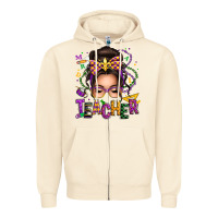 Sandshell mardi gras teacher caucasian messy bun Zipper Hoodie - texasbilliewilder