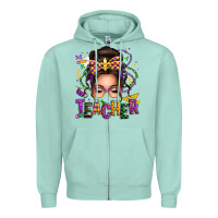 Seafoam mardi gras teacher caucasian messy bun Zipper Hoodie - texasbilliewilder
