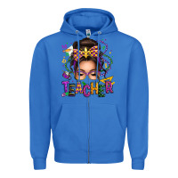 True Royal mardi gras teacher caucasian messy bun Zipper Hoodie - texasbilliewilder