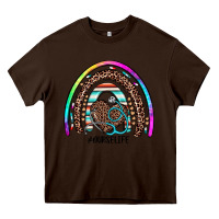 Chocolate Brown nurse life rainbow Heavy Core Tee - JahusDesignShop
