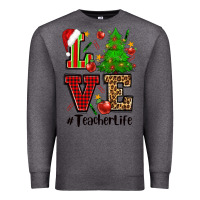 Charcoal Heather love teacher life christmas Premium Sweatshirt - CowGirlArtShop