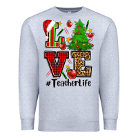 Heather Grey love teacher life christmas Premium Sweatshirt - CowGirlArtShop