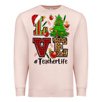 Pale Pink love teacher life christmas Premium Sweatshirt - CowGirlArtShop