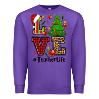 Purple love teacher life christmas Premium Sweatshirt - CowGirlArtShop