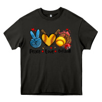 Asphalt peace love  softball Heavy Core Tee - AdoDesignShop