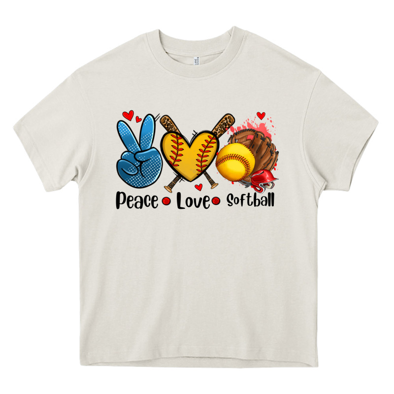 Peace Love  Softball Heavy Core Tee by AdoDesignShop | Teevron