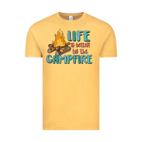 Vintage Mustard life is better by the campfire Vintage Tee - MaliasSmallBusiness